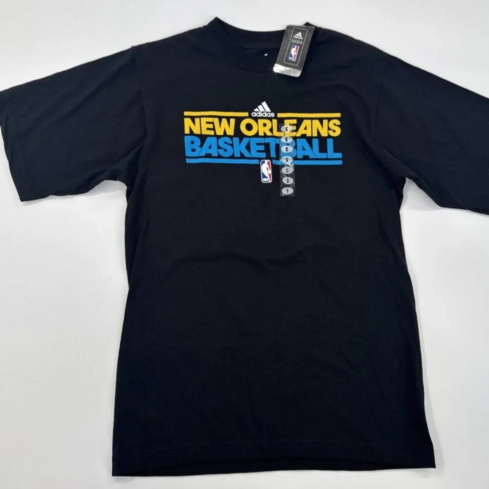 New Orleans Pelicans Adidas T-Shirt Mens Small Black NBA Basketball S/S Tee NEW